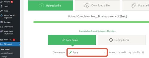 All Import plugin - Create New Posts