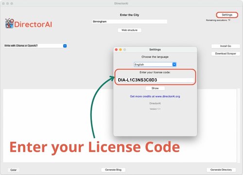 DirectorAI - Enter your License Code