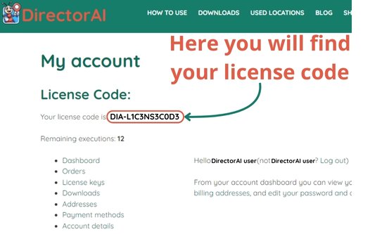 DirectorAI - Find your License Code