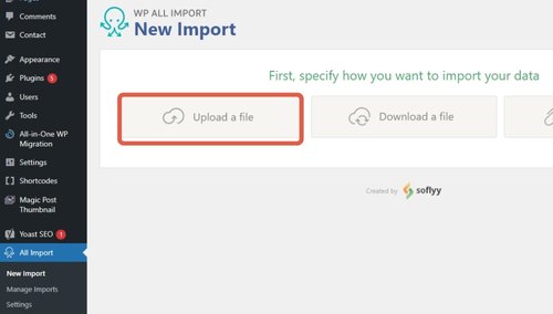 All Import plugin - Upload a File button